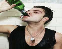 Sebastian Stan consuming alcohol